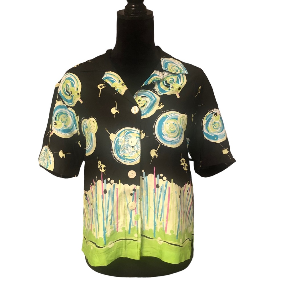 Holly Lane Black Martini Oxford Shirt size Medium
